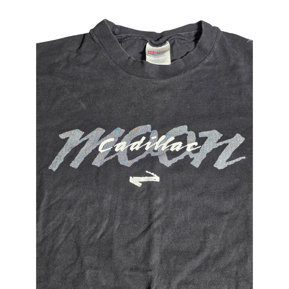 Rare Vintage Hanes Heavyweight Moon Cadillac Graphic T-Shirt Black Mens Large L